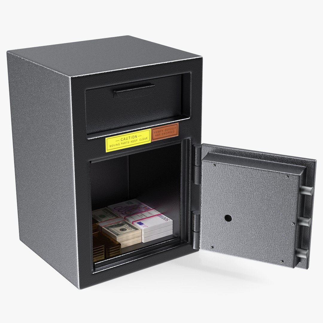Drop Safe with Gold Bars and Cash 3D model preview
