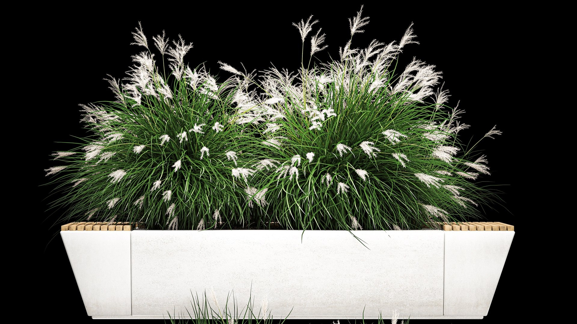 3D Model Flowerbed Bench With Bushes Feather Grass 1136 - TurboSquid ...