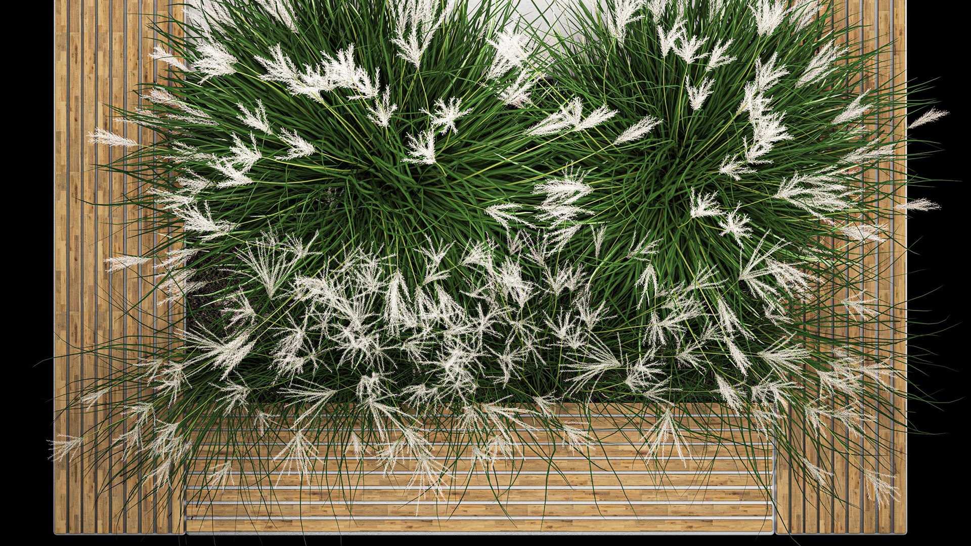 3D Model Flowerbed Bench With Bushes Feather Grass 1136 - TurboSquid ...