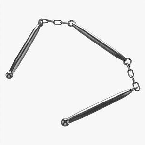 Staff three sectional short metal 3D model