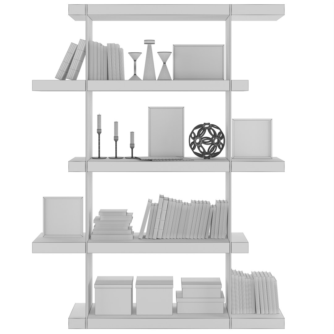 3D model GLASS BOOKSHELVES WITH LACQUERED MD SHELVES AND WALNUT