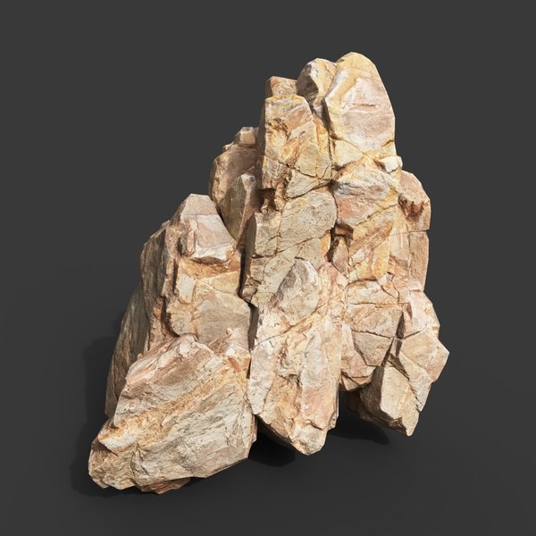 modelo 3d 8 Formación de roca amarilla Low Poly PBR - Textura Ultra HD ...