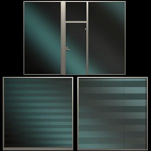 glass partition wall panels 3D