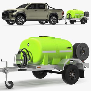 Pickup with Fire Fighting Trailer Rigged model