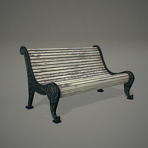 3d model old garden bench