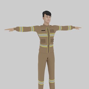 Man Firefighter 3D model