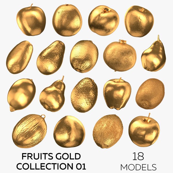 3D model Fruits Gold Collection 01 - 18 models
