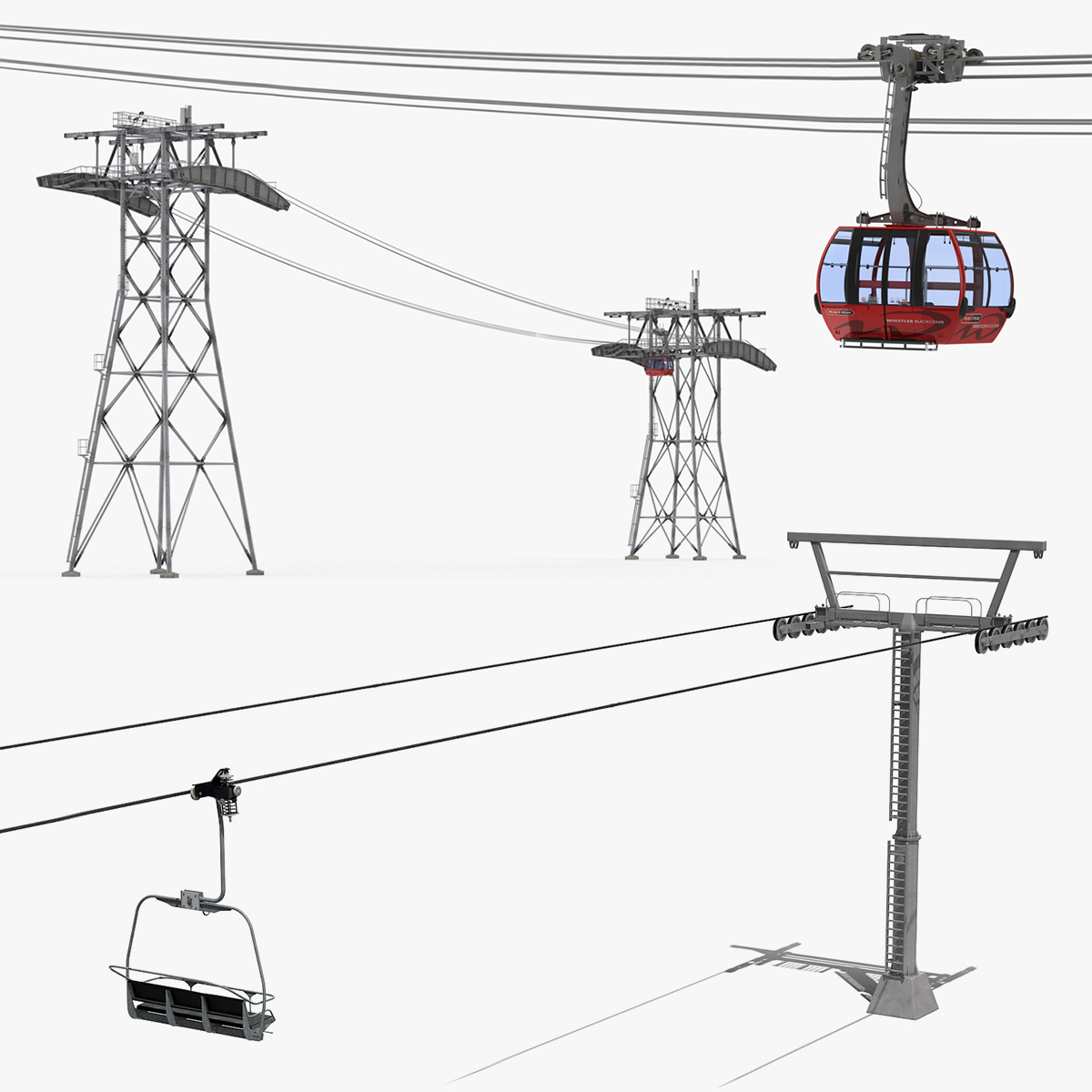Ski gondola lift towers 3D model TurboSquid 1373422