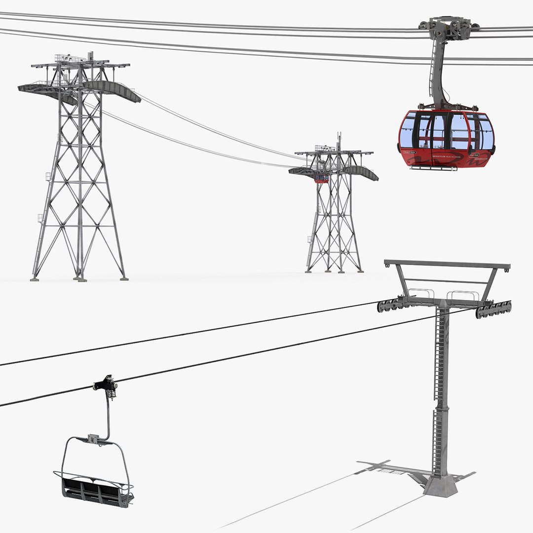Ski Gondola Lift Towers 3D Models Collection 3D model preview