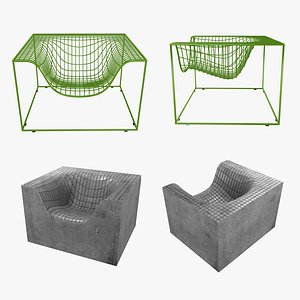 grid armchair concrete things 3D model