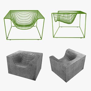 Grid and concrete thing armchairs by nola