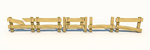 wooden fence 3d c4d