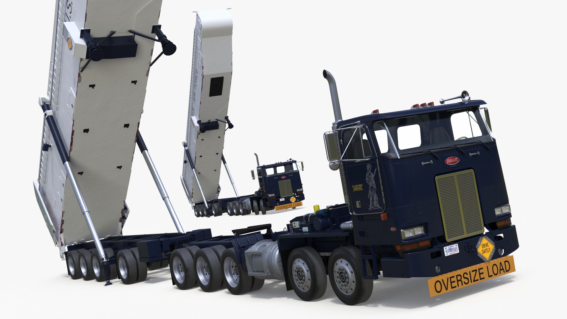 Peterbilt Truck Minuteman TEL with Ballistic Missile 3D model preview
