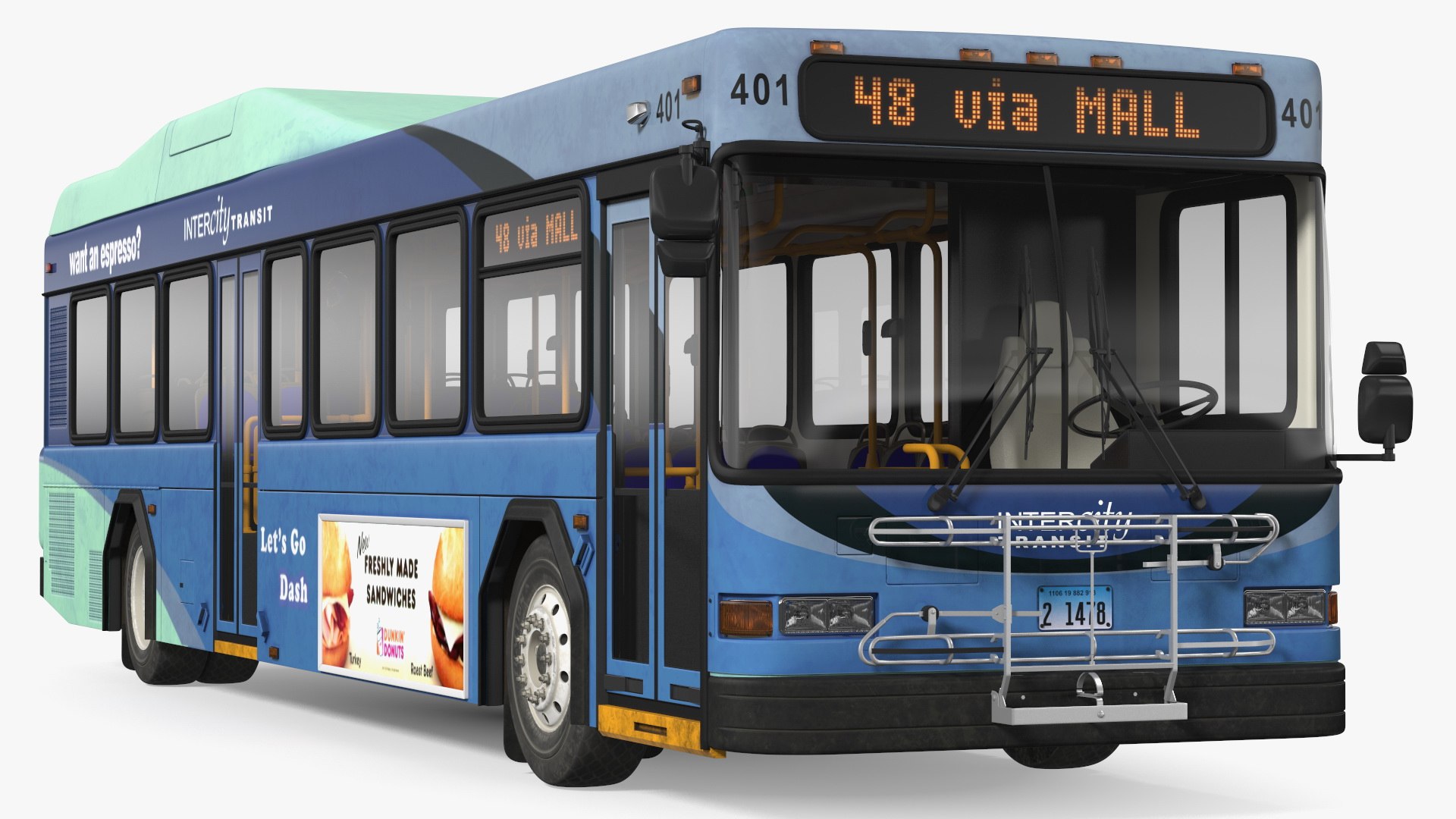 Gillig Low Floor Hybrid Bus Intercity Blue Simple Interior(1) 3D model preview