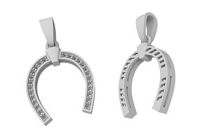 jewelry gold horseshoe pendant 3D model