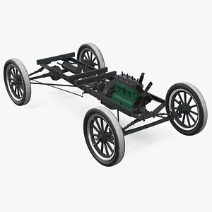 retro car chassis engine 3D