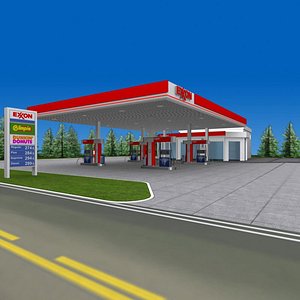 3dsmax exxon gas station