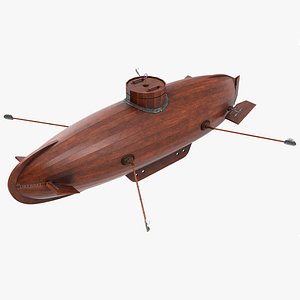 Realistic Model of Drebbel Submarine Rigged for Maya 3D model