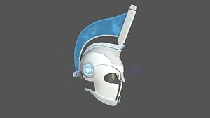 3D SciFi Spartan Helmet 01 White Blue - Character Design