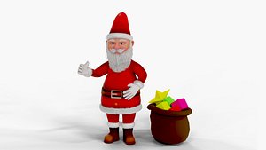 Fur Cartoon Santa Claus with gifts 3D