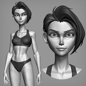 Cartoon female character Bonnie full body base mesh