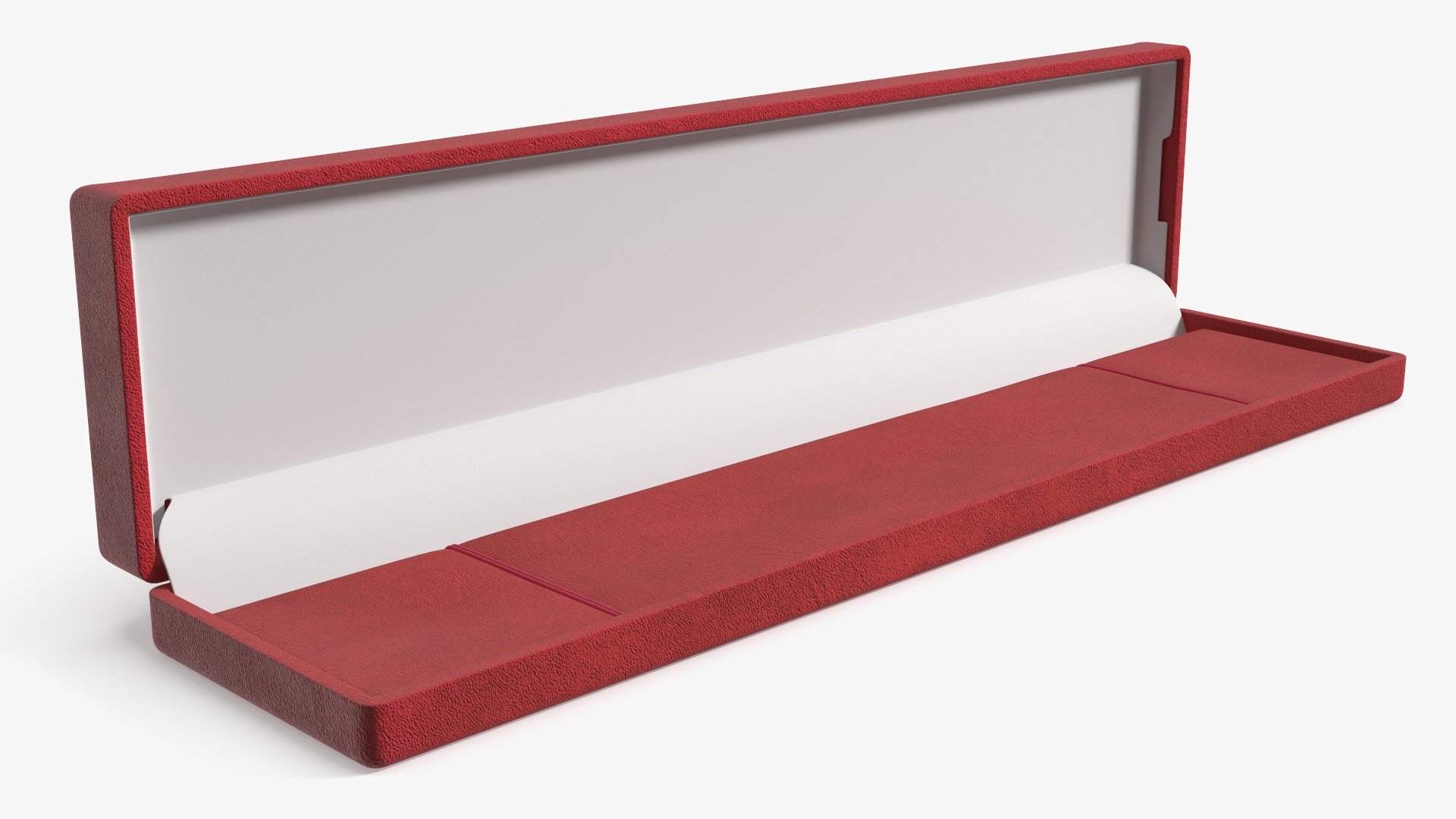 Slim Velvet Jewelry Case Open Red 3D model preview