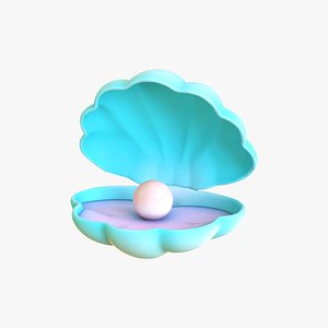 3D Open Clam Sea Shell 02