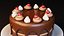 Pastel de chocolate con cerezas y baja poligonización
