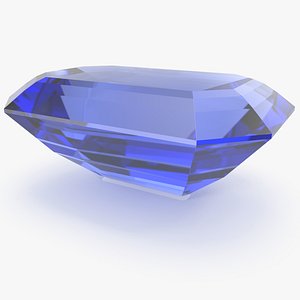 3D Emerald Cut Blue Sapphire model