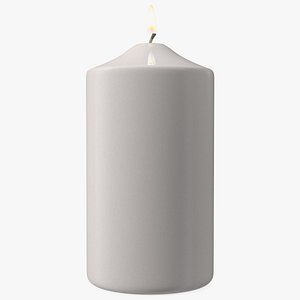 3D Lit Dome Top Pillar Candle White