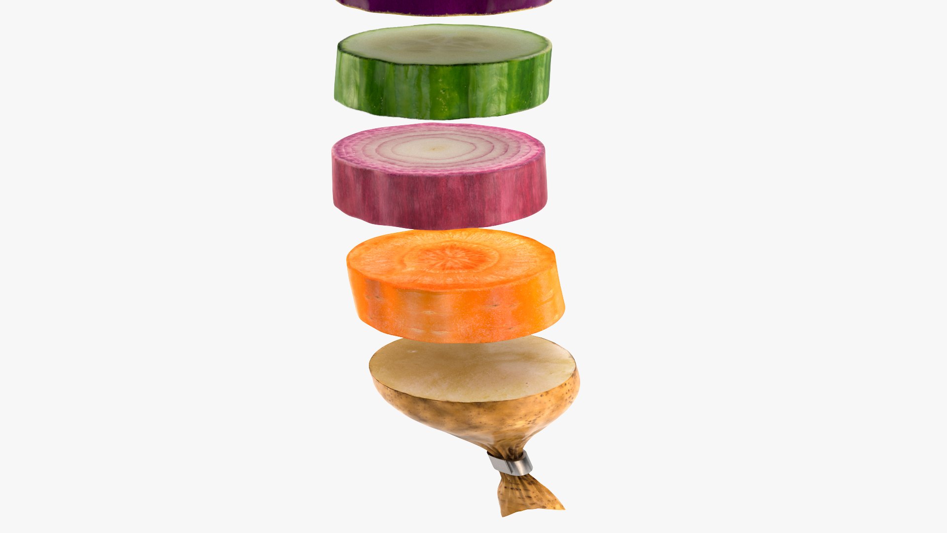 3D vegetable slices sausage form https://p.turbosquid.com/ts-thumb/E3/ty7uSF/wu/vegetableproducts5/jpg/1687954585/1920x1080/fit_q87/6ed7e560bd1e53fb1fb481649d8ebec9e5b4cb2c/vegetableproducts5.jpg
