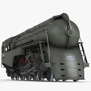 Vintage Steam Locomotive Dreyfuss Hudson Rigged for Cinema 4D 3D model