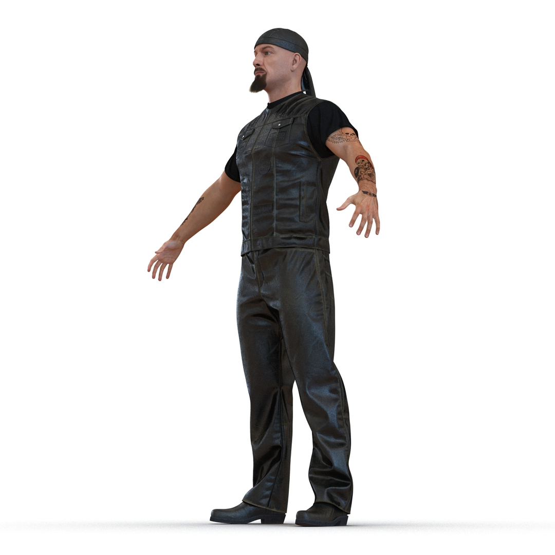 3d biker man generic fur model