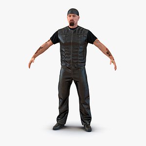 3d biker man generic fur model