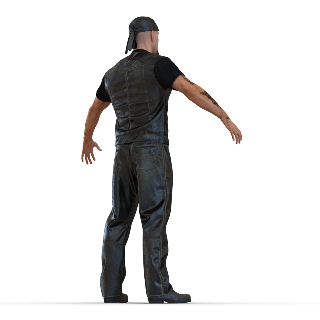 3d biker man generic fur model