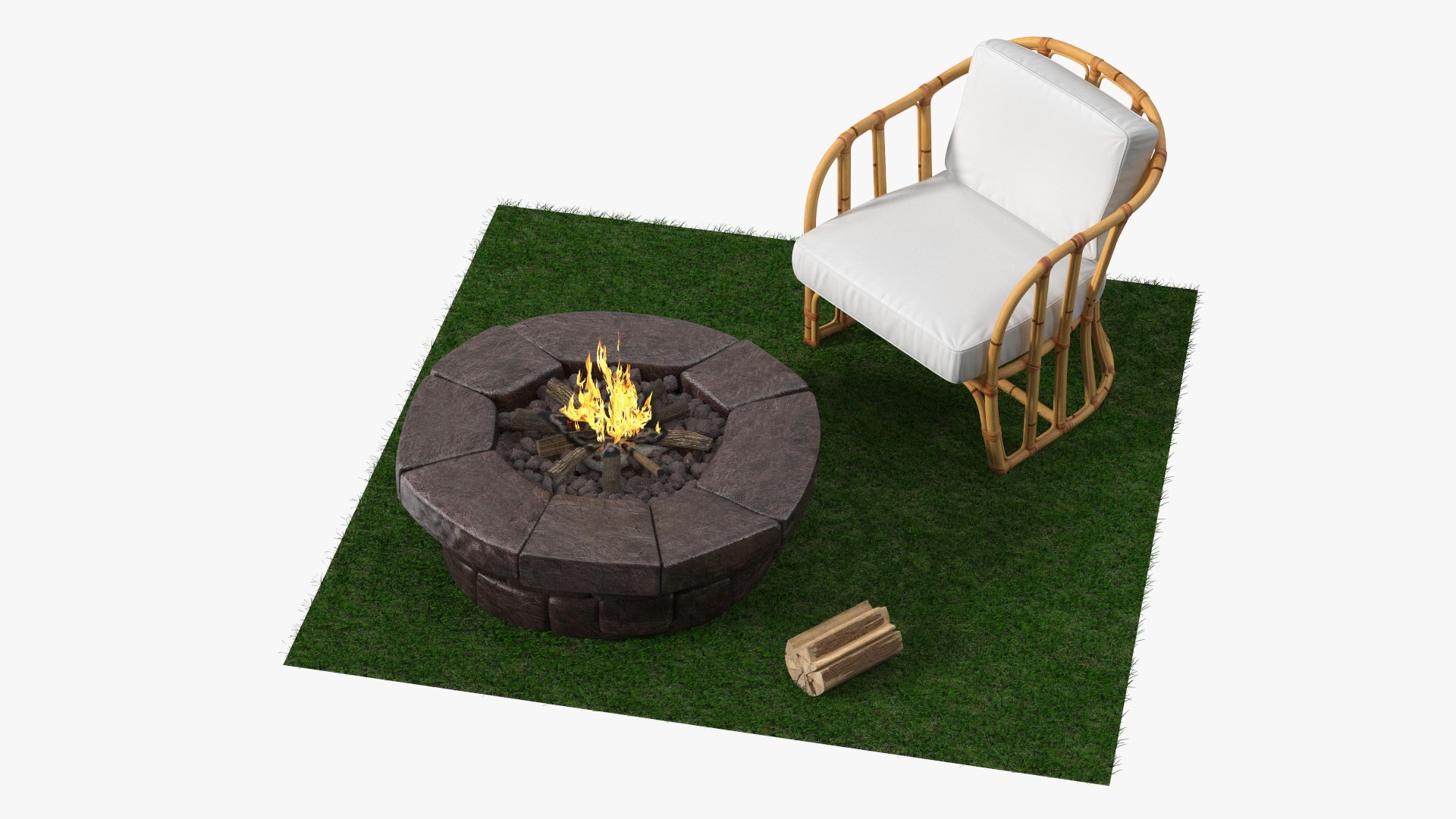 Outdoor Garden Fire Pit with Armchair 3D model preview