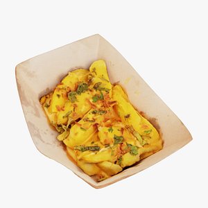 Potato dip dipping fried fry sauce with greens 3D model