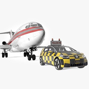 Volkswagen Follow Me Car Accompanies an Charter Boeing 727