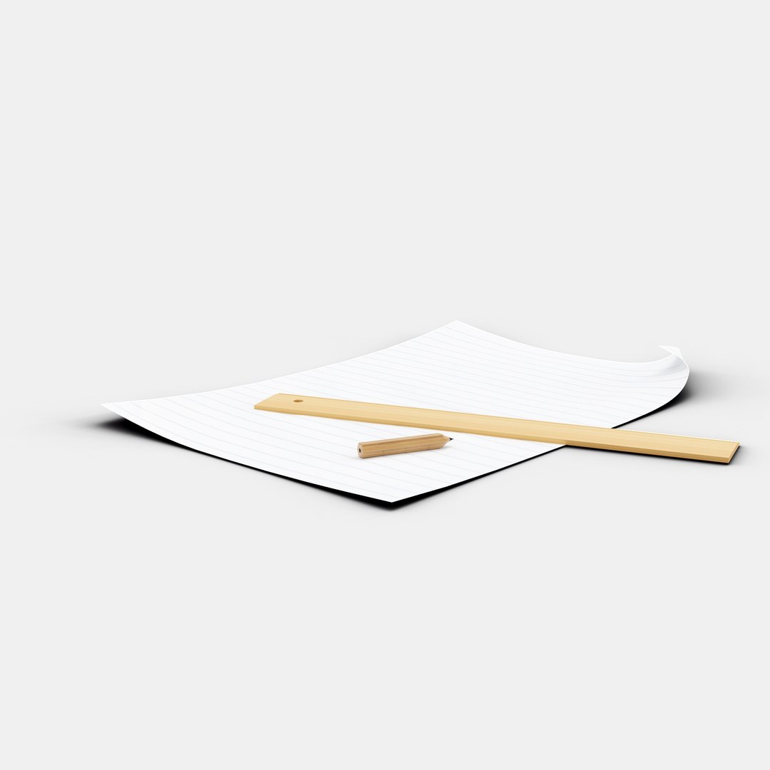 3D Paper Pencil Ruler - TurboSquid 1323775