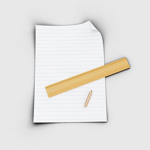3D paper pencil ruler - TurboSquid 1323775