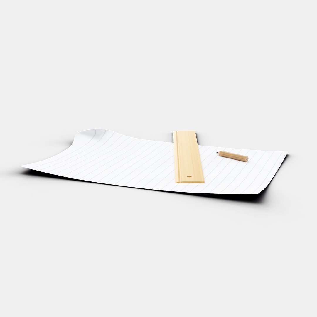 3D Paper Pencil Ruler - TurboSquid 1323775