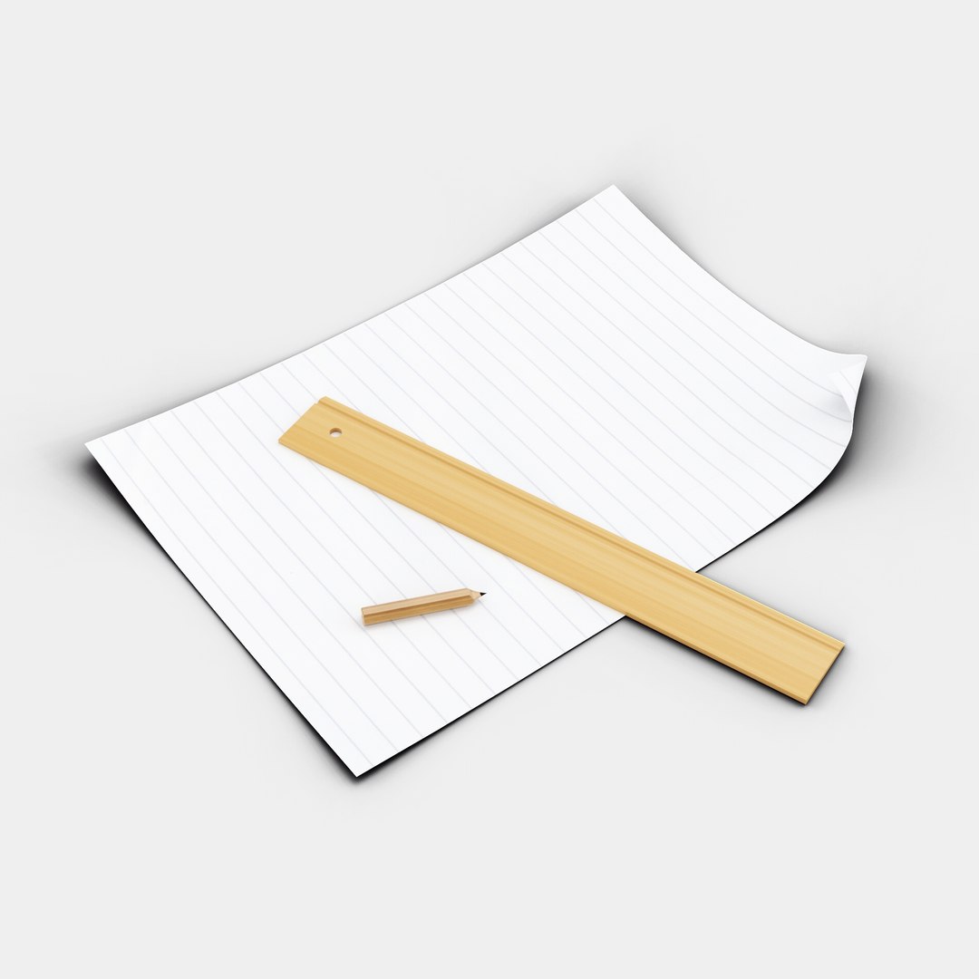 3D Paper Pencil Ruler - TurboSquid 1323775