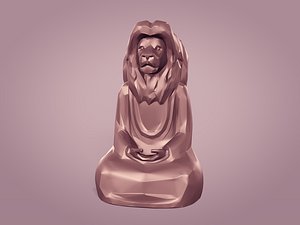 Abstract Lion Figurine -- Buddha Like statue -- Meditation Figurine