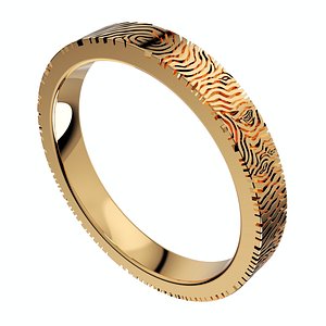 Wedding Set Rings Finger Print Styles CAD Design- CC125W