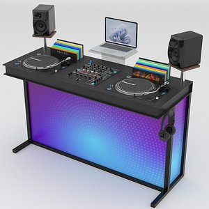 3D Pioneer Portable DJ Booth Purple Blue
