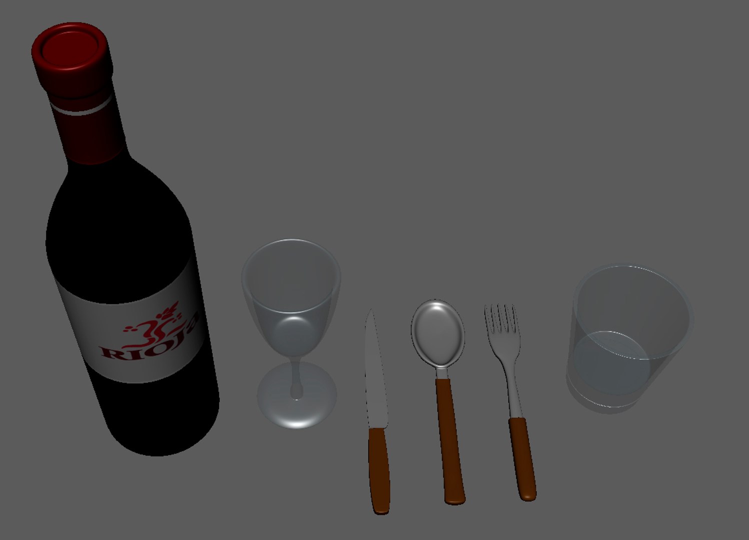 Free Cutlery Glass Wine 3d Model