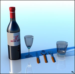 free cutlery glass wine 3d model