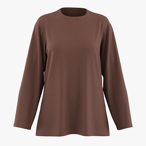 Solid Simple oversized Tee long T Shirt Women 3D model