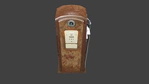 Vintage Rusty Gas Pump with Fuel Nozzle - Low Poly PBR