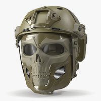 Khaki Airsoft Tactical Helmet and Mask